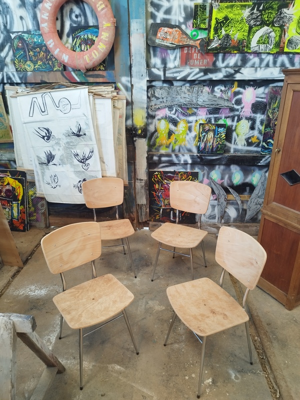 Set of four 60s designer chairs