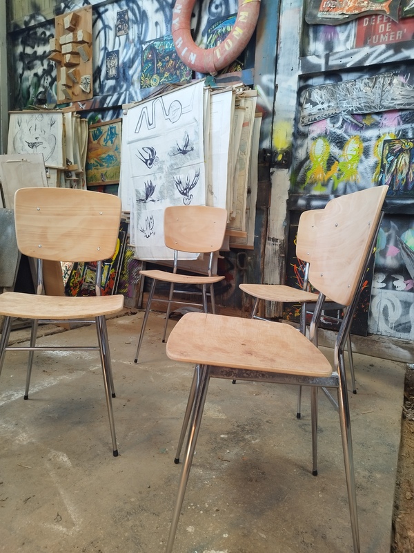 Set of four 60s designer chairs