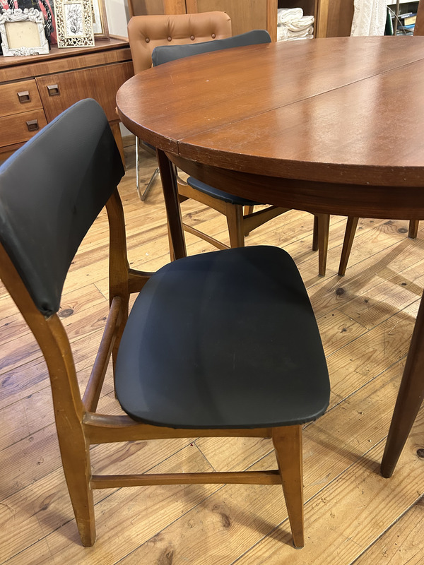 Set of mid-century black leatherette chairs
