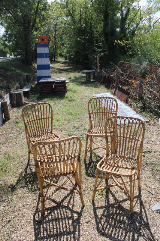 Set of four rattan chairs