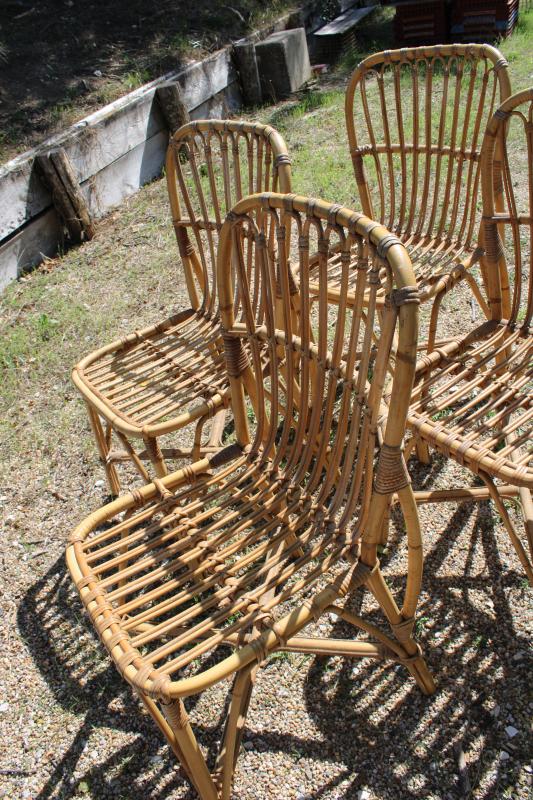 Set of four rattan chairs