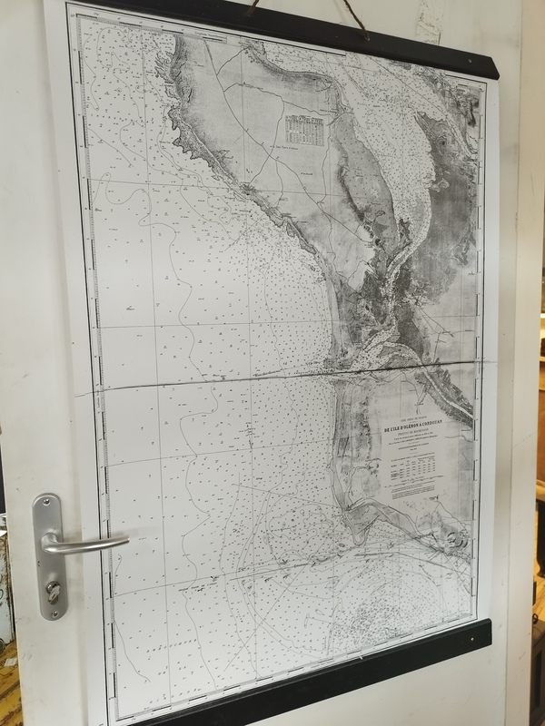 Carte de Marennes Oléron en noir et blanc.