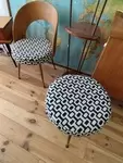 60s barrel chair and matching stool