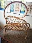 60s rattan magazine rack