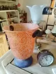 vase années 60 verre orange et bleu