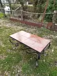 60s wrought iron and ceramic coffee table