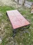 60s wrought iron and ceramic coffee table