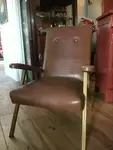 70s metal base leather chair