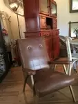 70s metal base leather chair