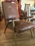 70s metal base leather chair