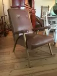 70s metal base leather chair