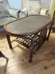 70s rattan coffee table