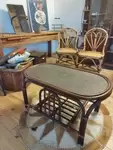 70s rattan coffee table
