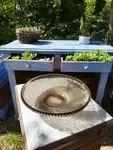 70s smoked glass dish 