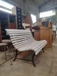 Outdoor bench made of wood and wrought iron