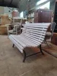 Outdoor bench made of wood and wrought iron