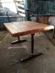Bistro table with old brass wood base