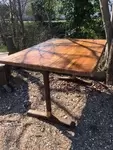 Bistro table with wooden and brass legs