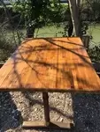 Bistro table with wooden and brass legs