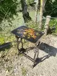 Black lacquered wooden side table