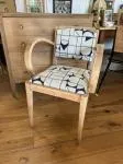 Blue and white upholstered armchair 