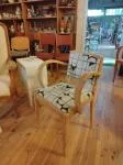 Blue and white upholstered armchair 