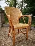 Braided chestnut armchair