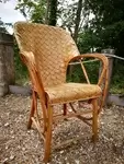 Braided chestnut armchair