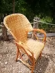 Braided chestnut armchair