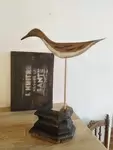 Appelant bois oiseau peint main art pop