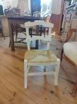 20th-century chair in painted wood and straw