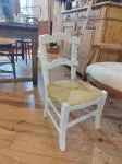 20th-century chair in painted wood and straw