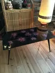 Coffee table 70s metal feet and smoked glass top