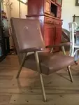 70s metal base leather chair