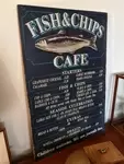 Fish and chips hand painted panel