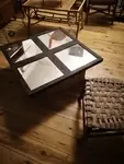 industrial coffee table mirrored glass roof