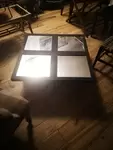 industrial coffee table mirrored glass roof