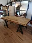 Industrial metal and wood coffee table