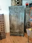 Locker room with three riveted doors and pressed sheet metal