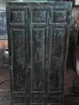 Locker room with three riveted doors and pressed sheet metal