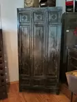 Locker room with three riveted doors and pressed sheet metal