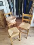 Set of two high chairs and a stool