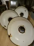 Lot of 2 enamelled lampshades
