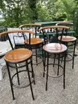 Lot of four steel and wood stools