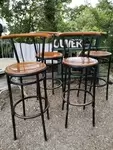 Lot of four steel and wood stools