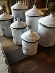 Lot of six pots of enameled spices