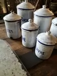 Lot of six pots of enameled spices