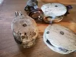 Lot of small wooden pulleys