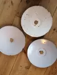 Lot of three enamelled lampshades