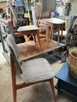 Lot of vintage wood and skai chairs